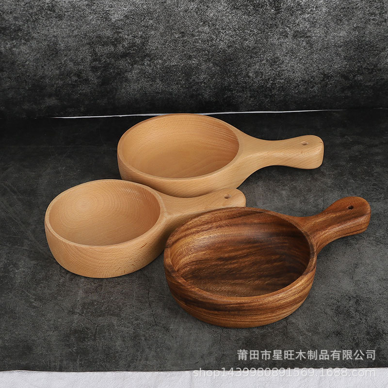 Tazón de fuente de madera entera del cuenco de La Haya creativa japonesa y coreana del color sólido con la mano