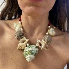 2025新欧美ins夸张绿螺项链锁骨链夏日on holiday necklace跨境女