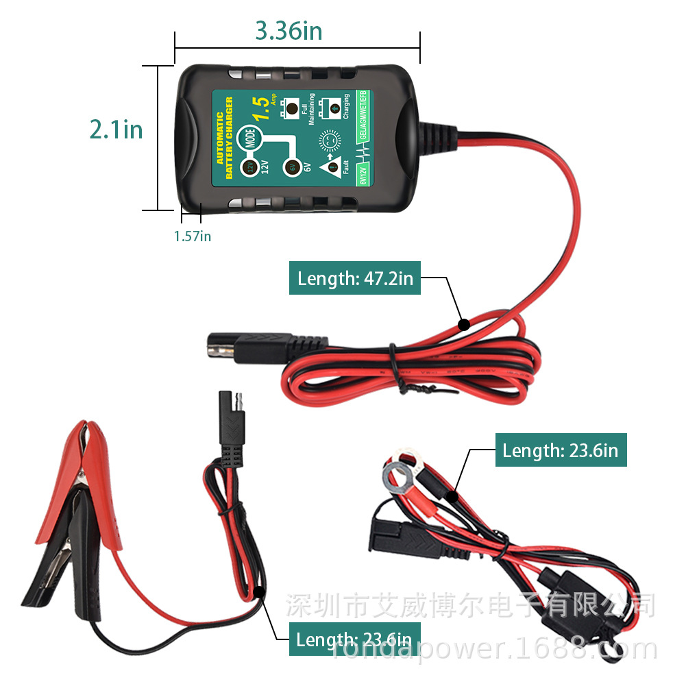 12v 6v 1.5aスマートカーバイクバッテリー充電器デュアル電圧出力検出修理