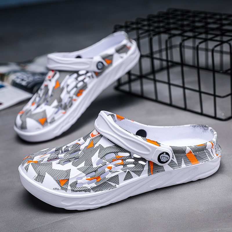 Croc Shoes Men's Foreign Trade Large Size Summer Lightweight One Shoe Two Wear One-Flop Outerwear Fashion Beach Shoes Baotou Slippers