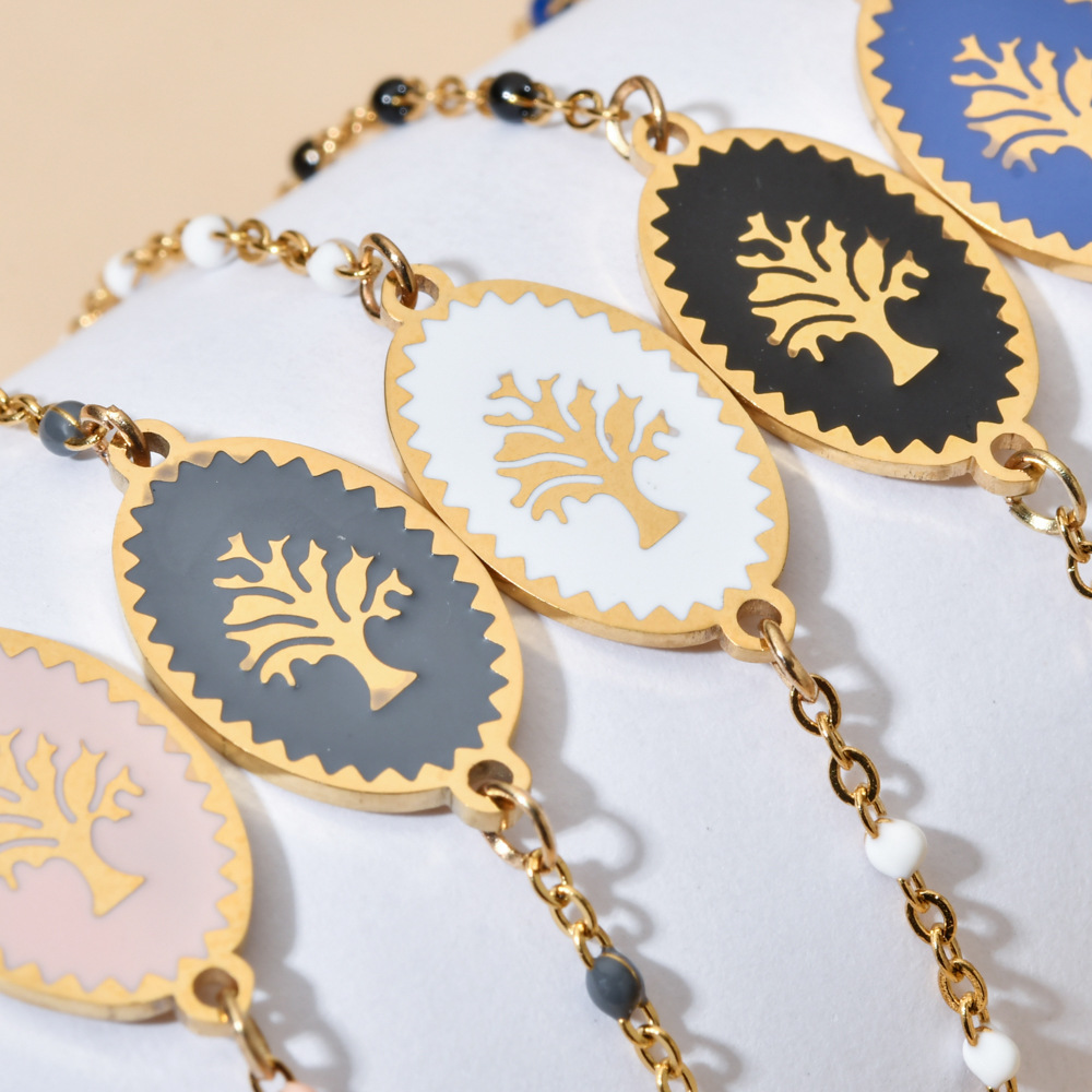 13g Weight Bracelets Classification Stainless Steel Chain Material 1 Piece Quantity Daily Occasion Simple Style Flower Stainless Steel Patchwork Bracelets