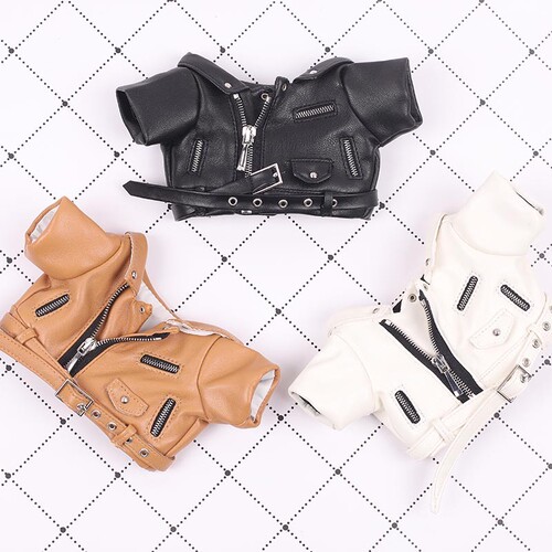 20厘米娃衣皮夹克机车服皮衣棉花娃娃娃衣棉花娃娃公仔同款皮衣