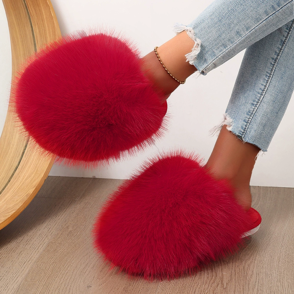 (Cross-border trading), winter keep warm multicoloured slippers, plus size, adds volume, soft sole