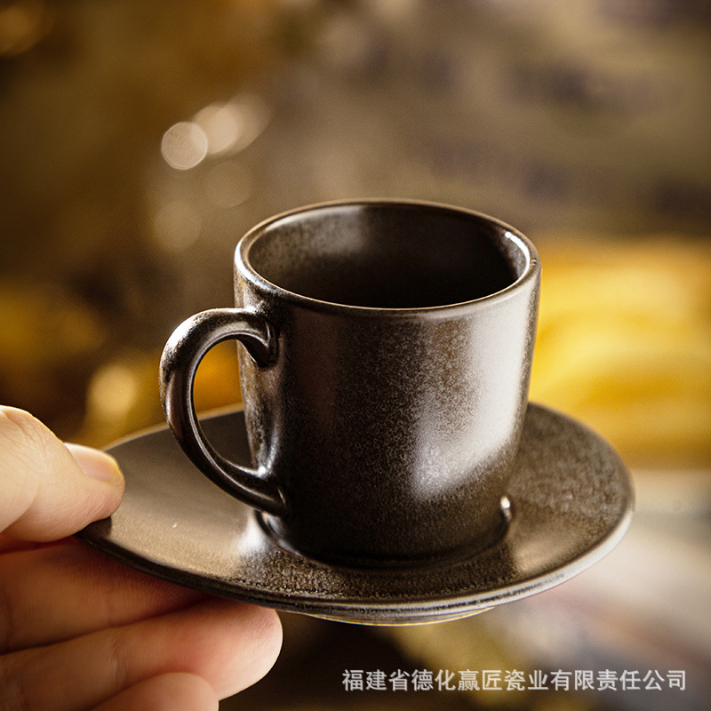 Transfronterizos de almacenamiento de tierra horno europeo alemán taza de café plato de pequeña capacidad taza de café espresso italiano taza de café vintage