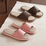 皮拖鞋头层牛皮室内家居牛筋底防滑真皮亚麻拖鞋女款居家高级感