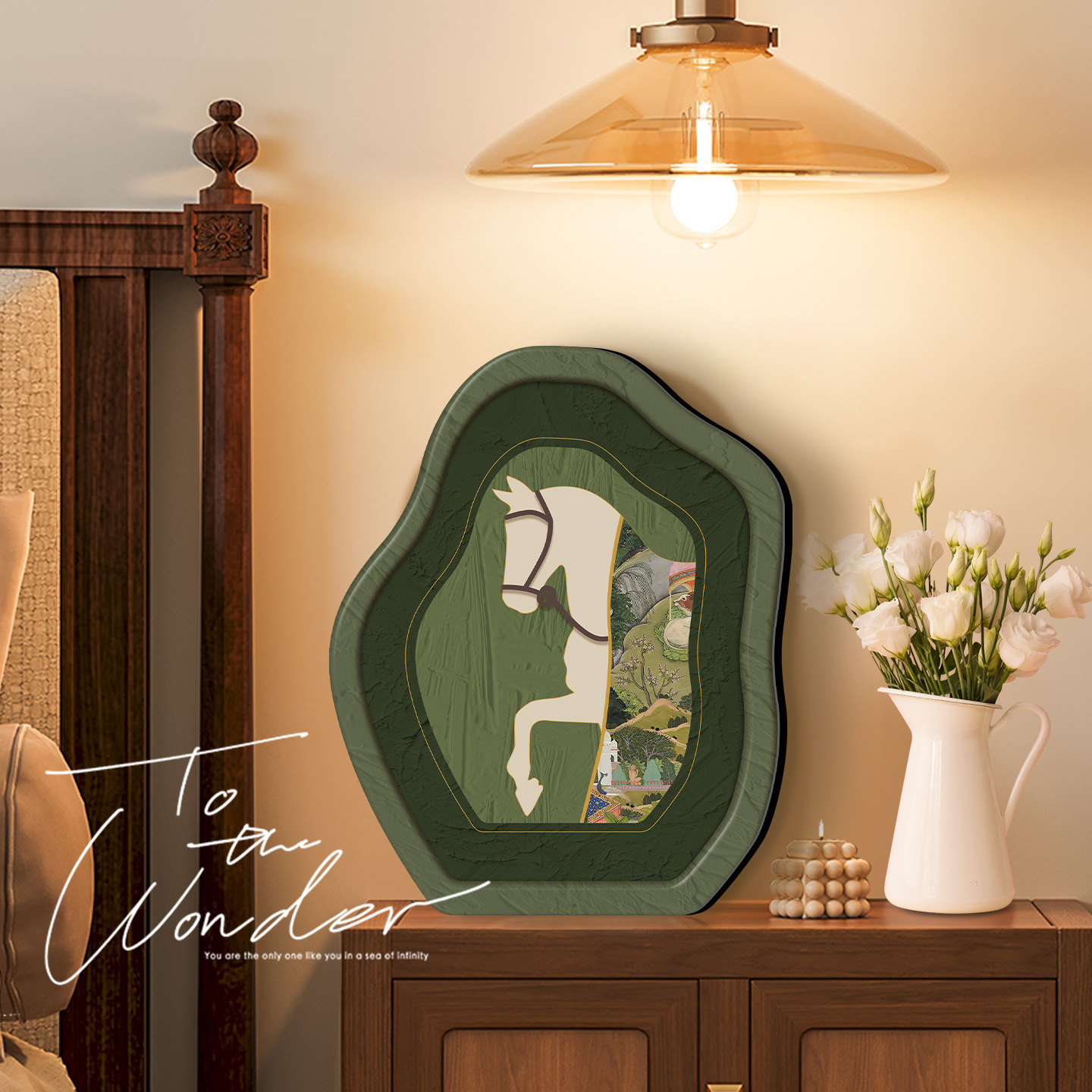 Cornice per calligrafia a forma di cavallo in stile vintage, decorazione per la casa, nicchia di alta qualità, inaugurazione della casa, moda, pittura decorativa_voghion.com