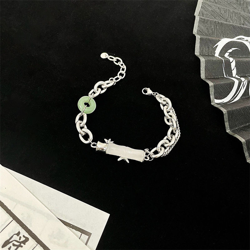 Bracciale uomo nodo di bambù bianco design stile cinese_voghion.com