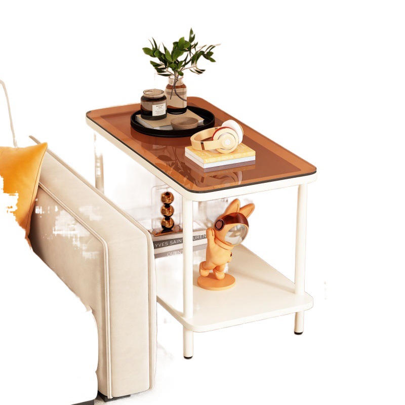Mesa lateral de sofá de doble capa mesa de té pequeña simple apartamento pequeño mesa de sala de estar dormitorio mini mesa pequeña fábrica una pieza al por mayor