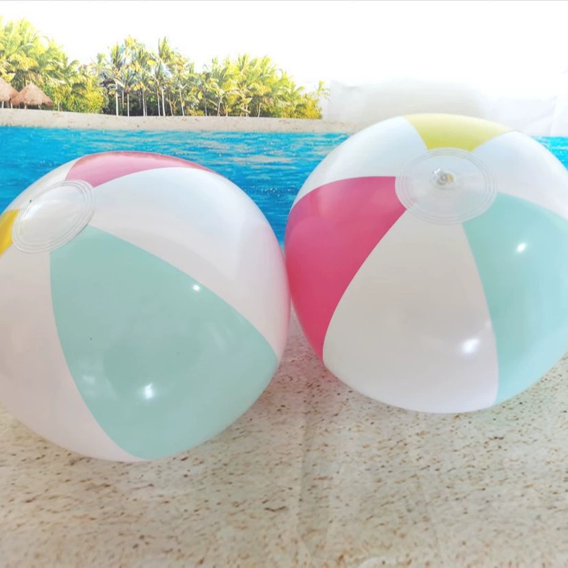 Оптовая Горячая продажа ПВХ надувной пляжный мяч 28 см четырехцветный мяч детский водный надувной игрушечный водный мяч
