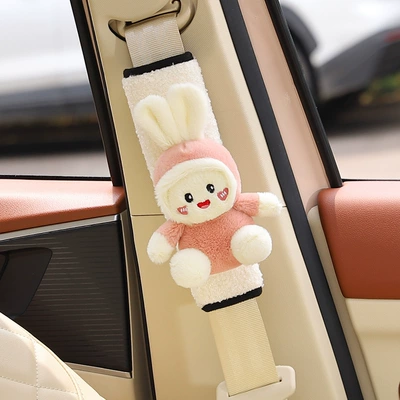 Cartoon car seat belt shoulder Seat belt shoulder pad - strawberry-rabbit-three-dimensional-white-shoulder-pads