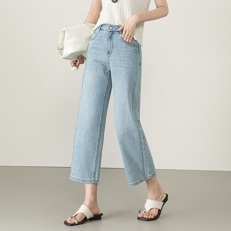 Women's Summer Thin Cotton Cropped Jeans, Skin-Friendly and Breathable, for Petite Women, Slimming and Height-Enhancing, Model 8106 Women's Summer Thin Cotton Cropped Jeans, Skin-Friendly and Breathable, for Petite Women, Slimming and Height-Enhancing, Model 8106