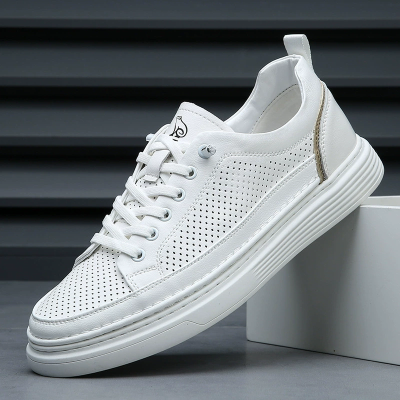 Новые мужские кроссовки на открытом воздухе маленькие белые туфли полые кожаные туфли для мужчин повседневные кроссовки кожаные сандалии