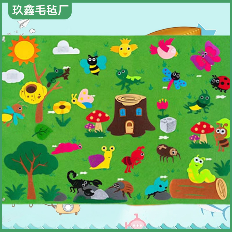 Fabricantes de granja mayorista educación temprana infantil pared pegatinas elementos de dibujos animados jardín de infantes aprender felt al por mayor