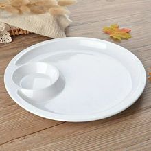 密胺仿瓷餐具商用饺子盘带醋碟酱水饺盘菜盘寿司盘家用子母盘