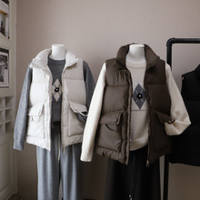 [比正]2025冬季新款韩版立领加厚保暖防水百搭棉服马甲背心女5343