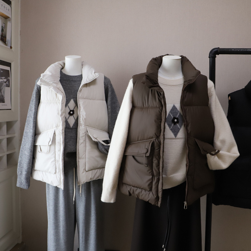 [比正]2025冬季新款韩版立领加厚保暖防水百搭棉服马甲背心女5343