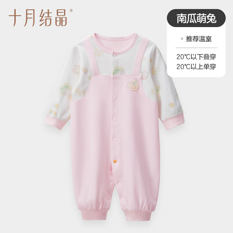 10月の結晶の純綿の抗菌の偽の2つのまっすぐな襟の連体の服の春の夏の赤ちゃんは服の新生児の服に登ります。|undefined