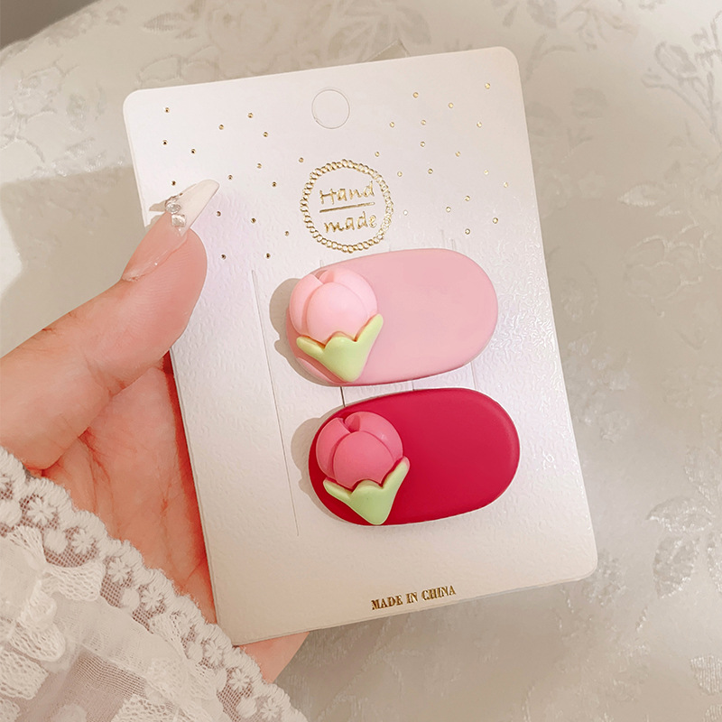 La nueva horquilla de dopamina rosa, la horquilla de flequillo lateral de alta calidad, los accesorios para el cabello de principios de primavera dulces y lindos, la pinza lateral de todo fósforo