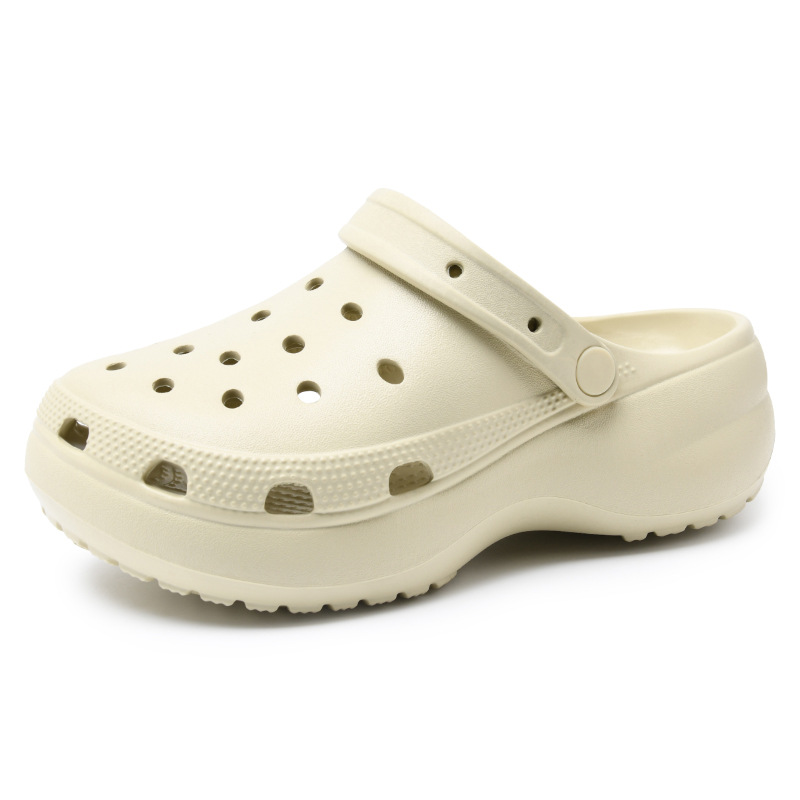 Zapatos con agujeros de suela gruesa al por mayor para mujer, uso exterior de verano, sandalias antideslizantes, transpirables y sin olor