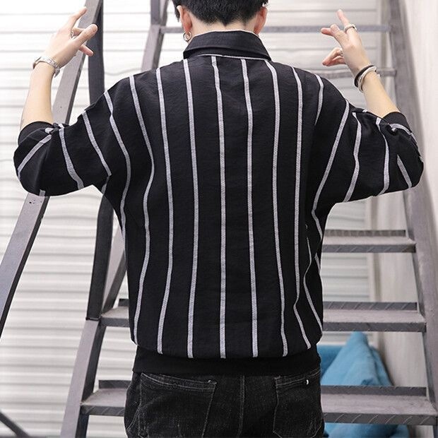 Men's Trendy Half-Sleeve T-Shirt with Seven-Point Sleeves, Korean Style Loose Summer Shirt Men's Trendy Half-Sleeve T-Shirt with Seven-Point Sleeves, Korean Style Loose Summer Shirt