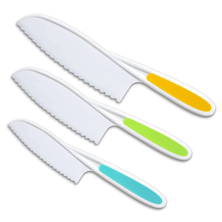 Juego de cuchillo de cocina para niños de tres piezas para niños pastel de frutas traje de cortador de verduras