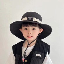 儿童防晒帽春夏季山系户外男童帽子遮阳大檐渔夫帽透气女童太阳帽