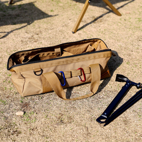 Cross-border outdoor camping income includes camping tents, tools, and organized supplies, multi-functional Oxford cloth hand-held ground spike bag