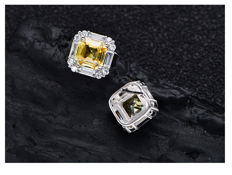 12g Weight Artificial Gemstones Inlay Material 925 Sterling Silver Artificial Gemstones Geometric Ear Studs