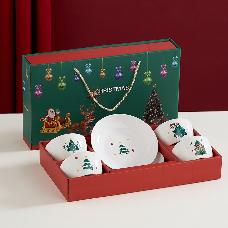 国境を越えたアマゾンクリスマスプレゼント陶磁器食器皿4杯2皿食器セットサンタクロース対外貿易食器ケース|undefined