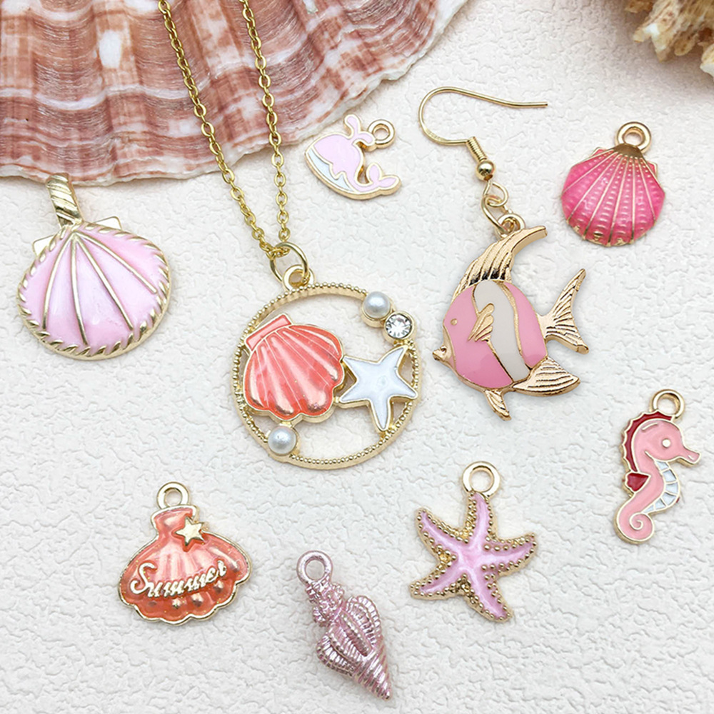 4g Weight Pendant Jewelry Making Type Shell Inlay Material DIY Jewelry Accessories, Keychain Classification 1 Piece Quantity Alloy Material Starfish, Ocean, Hippocampus, Shell, Horse Pattern Marine Style, Simple Style Style Enamel, Enamel Craft Pink Color 1 Piece Alloy Shell Starfish Ocean Hippocampus Pendant DIY Jewelry Accessories Keychain 5