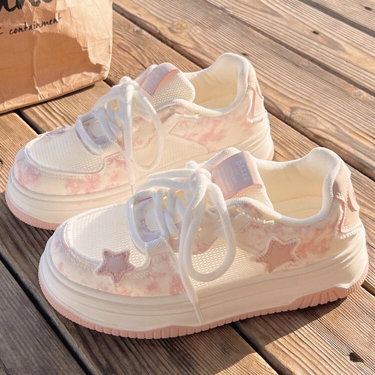 White Shoes for Women, Summer Breathable Mesh Mesh Shoes, 2025 New Style, Matchinging Shoes with Skirts, Thick-Soled Sports Sneakers