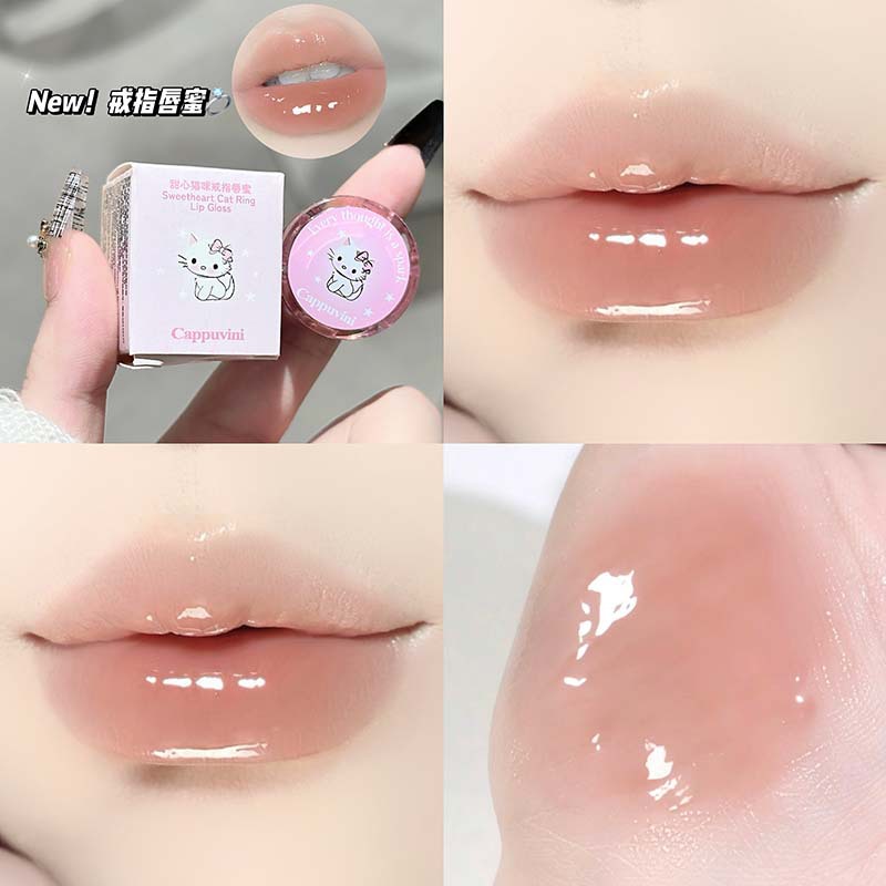 CAPPUVINI anillo de gato dulce miel de labios espejo de agua de maquillaje barato lápiz labial esmalte de maquillaje transfronterizo
