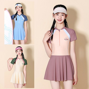 Children's Swimsuit Girls' Big Children's one-piece Swimsuit 2025 New Junior High School Students Professional Training Quick-drying Swimsuit Summer