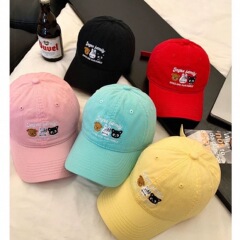 奶油系春天韩系ins棒球帽夏季女可爱卡通刺绣大头围遮阳鸭舌帽子
