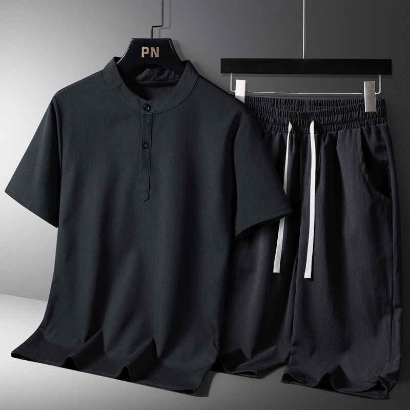 Black thin cropped pants suit