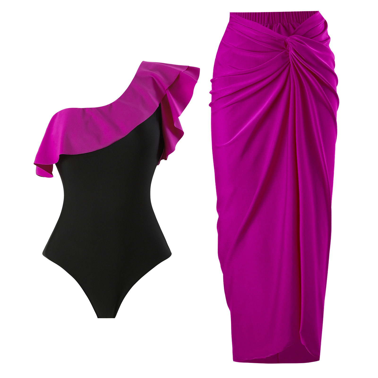 Solid color retro swimwear