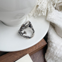 岚芷 欧美不掉色戒指男个性小众夸张饰品十字架开口925纯银戒指女