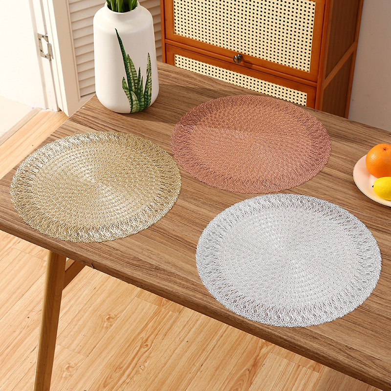 Mantel de PVC redondo de Amazon transfronterizo almohadilla de aislamiento térmico de café creativo Almohadilla impermeable de aislamiento térmico de restaurante de lujo ligero de alta calidad