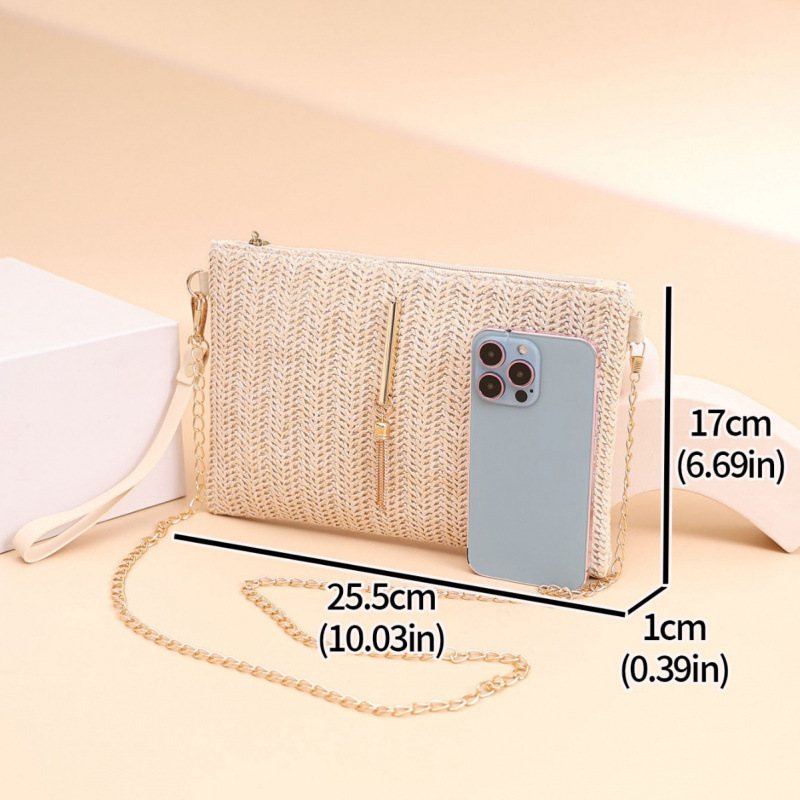 Bolso de mujer coreano bolso de cadena de paja 2025 nuevo nicho Zhong universal mochila de hombro image 2