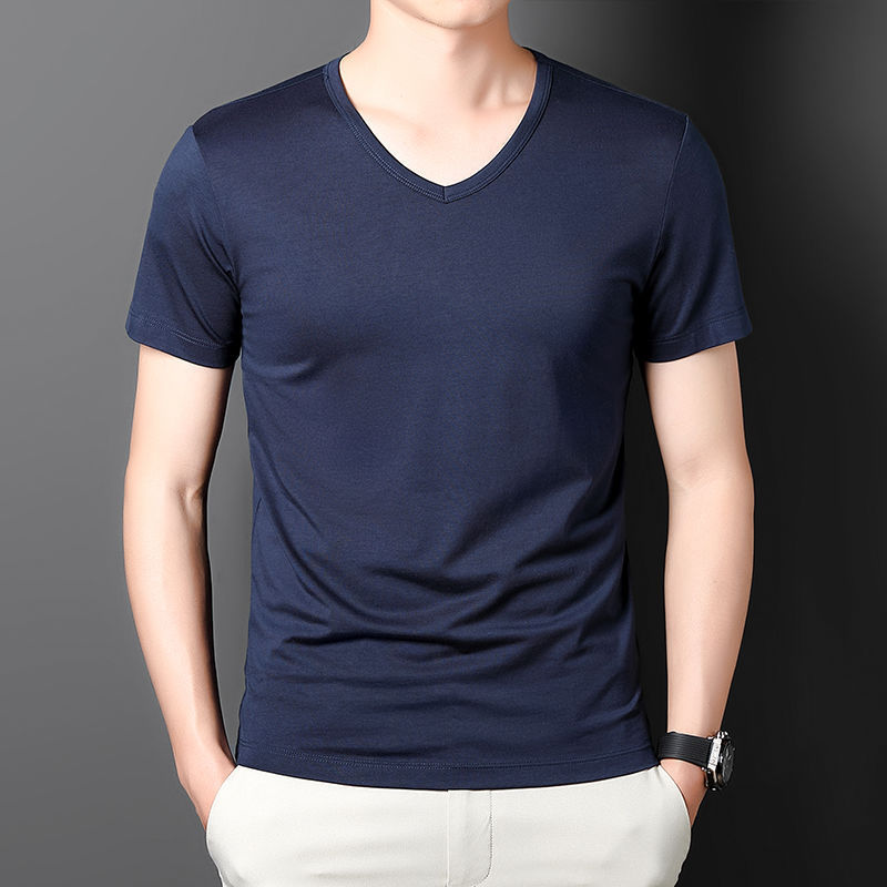 V-neckline, with short sleeve
