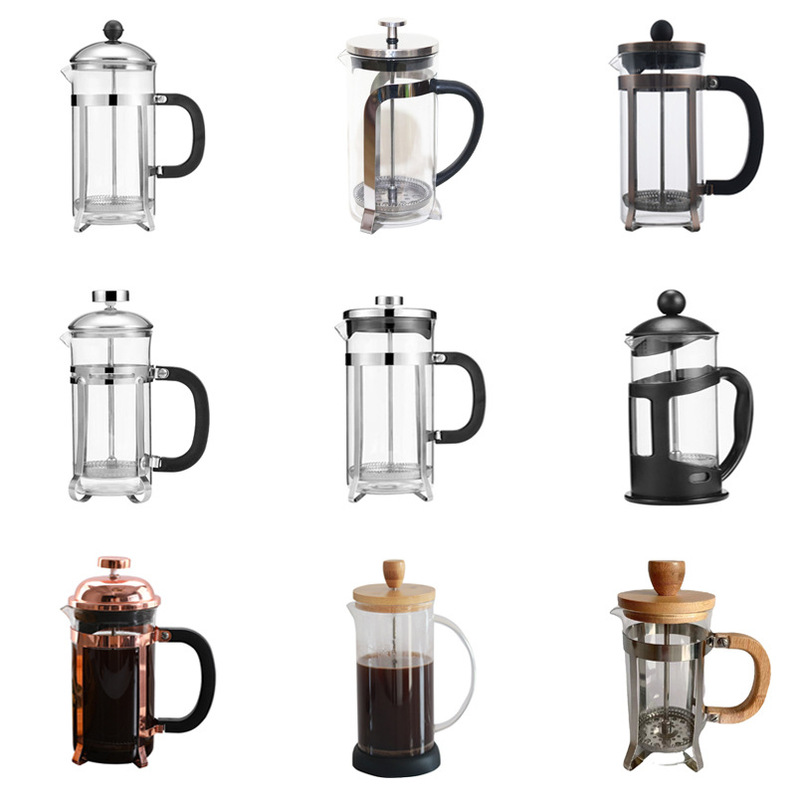 Cross-Border Spot High Temperature Resistant High Borosilicate Glass Coffee Pot Tea Maker French Press Pot Stainless Steel Tea Milk Frother Cross-Border Spot High Temperature Resistant High Borosilicate Glass Coffee Pot Tea Maker French Press Pot Stainless Steel Tea Milk Frother