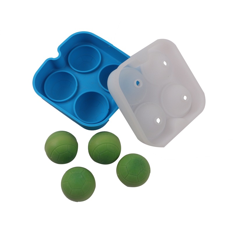 Molde de silicona directo de fábrica molde de silicona de hockey sobre hielo de 4 hoyos molde de cubo de hielo de fútbol de hielo molde de cubo de hielo whisky