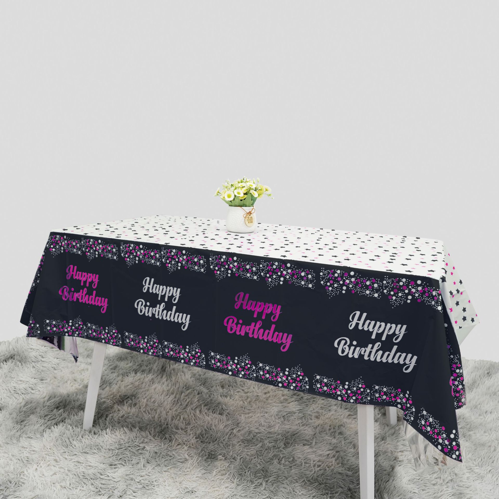 [Procesamiento de limpieza] impresión en inglés Amazon tela de mesa a prueba de aceite a prueba de agua fiesta de cumpleaños tela de mesa decorativa a prueba de polvo