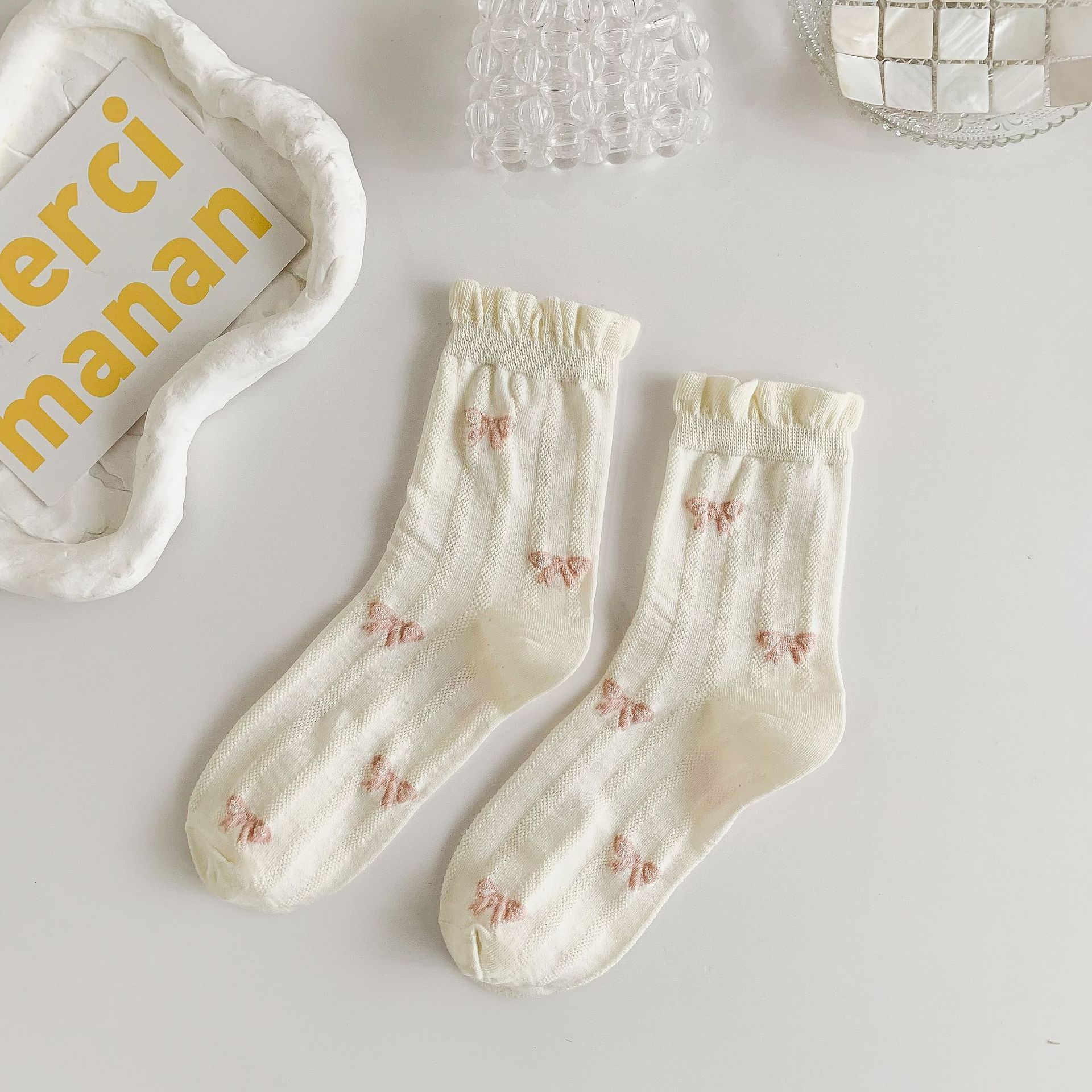 Femmes Style Simple Noeud D'arc Nylon Coton Crew Socks Une Paire display picture 26