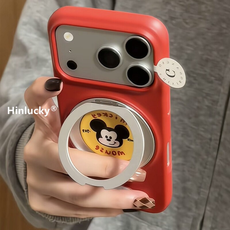 Hinlucky Japanese and Korean Cute Cartoon Mickey 360 Stand Case for Apple 17 Phone Case iPhone 16 Pro Max