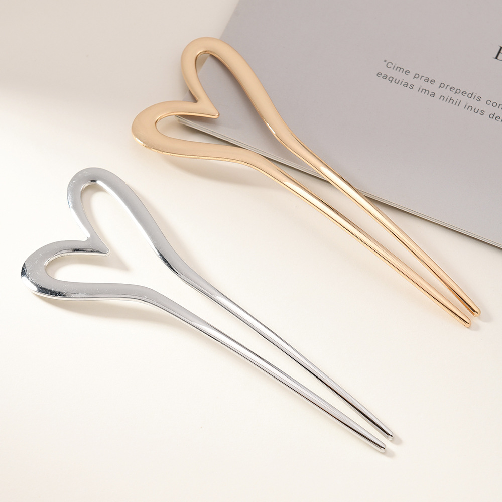 Horquilla en forma de U de alta calidad para mujer, nuevo artefacto de cabello de disco chino, horquilla en la parte posterior de la cabeza 2025 nuevo tocado de horquilla de cabello de amor