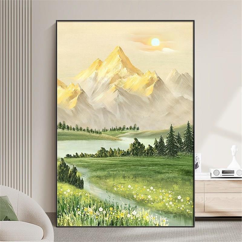 日照金山装饰画客厅落地画山水风景挂画沙发背景墙高级感玄关壁画