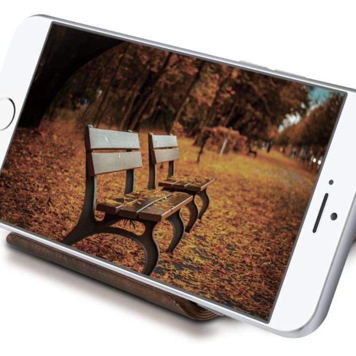 Wooden table phone holder