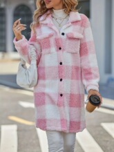 Z 63341 Button Front Plaid Coat ���I���Ӵ��� �羳�W��