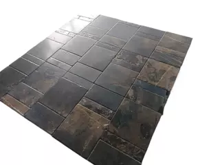 黑色莱姆石瓷砖卫生间地砖建材工程文化石岩板石头天然石材拼花